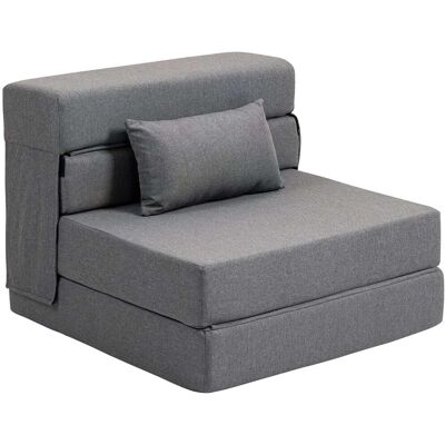 Homcom Fauteuil convertible 1 place pliant coussin tissu aspect lin gris Gris 210x15x80cm - Publicité Homcom Fauteuil convertible 1 place pliant coussin tissu aspect lin gris Gris 210x15x80cm - Publicité
