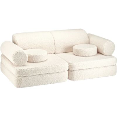 Wigiwama Canapé modulable bouclé polyester blanc crème 132 x 46 x 78 cm Blanc 78x46x132cm - Publicité Wigiwama Canapé modulable bouclé polyester blanc crème 132 x 46 x 78 cm Blanc 78x46x132cm - Publicité