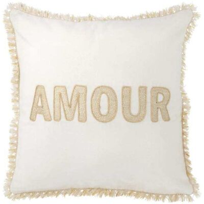 J-line Coussin carré en textile blanc 45x45x3.75 cm Blanc 45x4x45cm - Publicité J-line Coussin carré en textile blanc 45x45x3.75 cm Blanc 45x4x45cm - Publicité