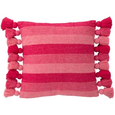 J-line Coussin floches en coton rose 50x50x15 cm Rose 50x15x50cm - Publicité J-line Coussin floches en coton rose 50x50x15 cm Rose 50x15x50cm - Publicité