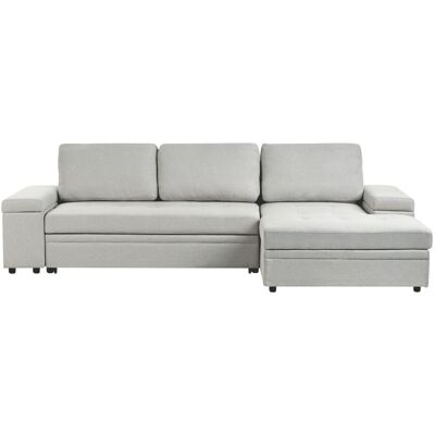Beliani Canapé-lit d'angle avec rangement bouclé blanc côté gauche Blanc 161x90x293cm - Publicité Beliani Canapé-lit d'angle avec rangement bouclé blanc côté gauche Blanc 161x90x293cm - Publicité