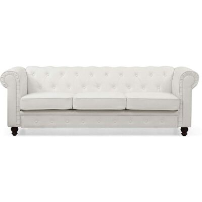 Menzzo Grand canapé 3 places blanc Blanc 209x72x82cm - Publicité Menzzo Grand canapé 3 places blanc Blanc 209x72x82cm - Publicité