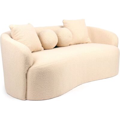 Menzzo Canapé 3 places au design élégant et incurvé tissu bouclette beige Beige 178x68x82cm - Publicité Menzzo Canapé 3 places au design élégant et incurvé tissu bouclette beige Beige 178x68x82cm - Publicité