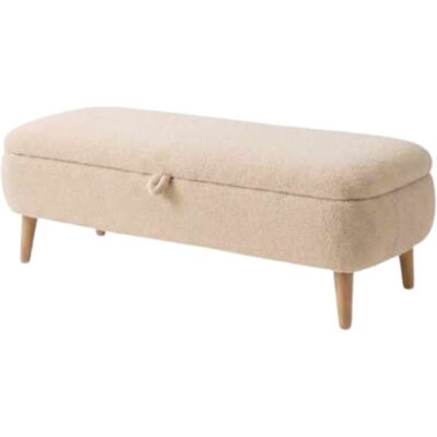 Calicosy Banc de rangement en tissu bouclette l90 cm - beige Beige 90x45x30cm - Publicité Calicosy Banc de rangement en tissu bouclette l90 cm - beige Beige 90x45x30cm - Publicité