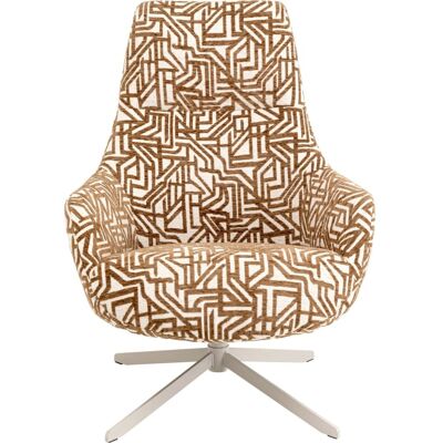 Kare Design Fauteuil pivotant beige imprimé labyrinthe marron Marron 76x100x81cm - Publicité Kare Design Fauteuil pivotant beige imprimé labyrinthe marron Marron 76x100x81cm - Publicité