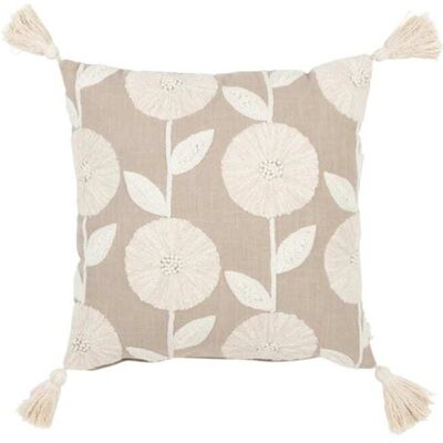J-line Coussin fleurs/feuilles en coton/lin/polyester gris 45x45x15 cm Gris 45x15x45cm - Publicité J-line Coussin fleurs/feuilles en coton/lin/polyester gris 45x45x15 cm Gris 45x15x45cm - Publicité