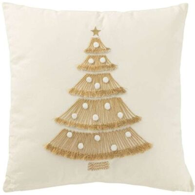J-line Coussin de noël carré en coton blanc 45x45x12 cm Blanc 45x12x45cm - Publicité J-line Coussin de noël carré en coton blanc 45x45x12 cm Blanc 45x12x45cm - Publicité