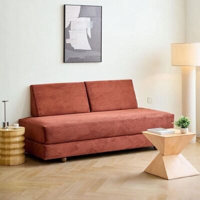 Nordlys Canapé compressé convertible 3 personnes en velours côtelé terracotta Rouge 80x90x200cm - Publicité Nordlys Canapé compressé convertible 3 personnes en velours côtelé terracotta Rouge 80x90x200cm - Publicité