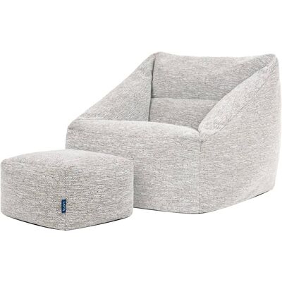 Icon Pouf poire fauteuil avec repose-pied carré en tissu tissé, naturel Beige 70x65x70cm - Publicité Icon Pouf poire fauteuil avec repose-pied carré en tissu tissé, naturel Beige 70x65x70cm - Publicité