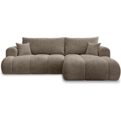 INTENSE DECO Canapé d'angle droit convertible 4 places en velours côtelé taupe Taupe 260x93x165cm - Publicité INTENSE DECO Canapé d'angle droit convertible 4 places en velours côtelé taupe Taupe 260x93x165cm - Publicité