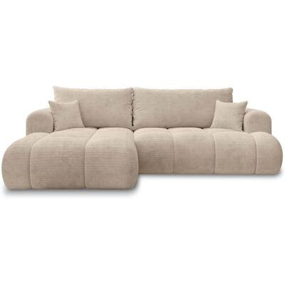 INTENSE DECO Canapé d'angle gauche convertible 4 places en velours côtelé beige Beige 260x93x165cm - Publicité INTENSE DECO Canapé d'angle gauche convertible 4 places en velours côtelé beige Beige 260x93x165cm - Publicité