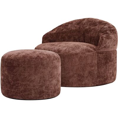Icon Pouf poire fauteuil avec repose-pied rond en tissu chenille, mûre Violet 86x61x86cm - Publicité Icon Pouf poire fauteuil avec repose-pied rond en tissu chenille, mûre Violet 86x61x86cm - Publicité