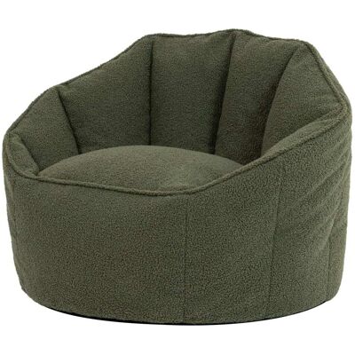Icon Pouf fauteuil coquillage en bouclette, vert olive Vert 74x64x77cm - Publicité Icon Pouf fauteuil coquillage en bouclette, vert olive Vert 74x64x77cm - Publicité