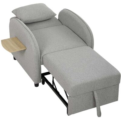 Homcom Fauteuil convertible 1 place dossier réglable tissu effet lin gris Gris 88x82x78cm - Publicité Homcom Fauteuil convertible 1 place dossier réglable tissu effet lin gris Gris 88x82x78cm - Publicité