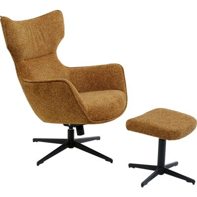 Kare Design Fauteuil pivotant et repose-pieds en polyester marron et blanc Marron 78x102x76cm - Publicité Kare Design Fauteuil pivotant et repose-pieds en polyester marron et blanc Marron 78x102x76cm - Publicité