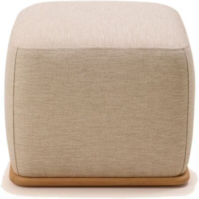 Madura Pouf en bois et coton beige 50x50xh43 cm Beige 50x43cm - Publicité Madura Pouf en bois et coton beige 50x50xh43 cm Beige 50x43cm - Publicité