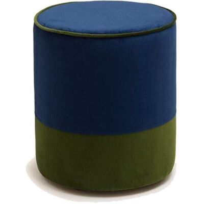 Madura Pouf en velours bicolore bleu ø35xh42 cm Bleu 35x42cm - Publicité Madura Pouf en velours bicolore bleu ø35xh42 cm Bleu 35x42cm - Publicité
