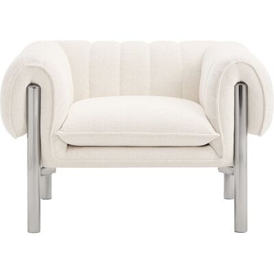Habitat Fauteuil en tissu chenille et métal chromé - ecru Beige 102x65x80cm - Publicité Habitat Fauteuil en tissu chenille et métal chromé - ecru Beige 102x65x80cm - Publicité