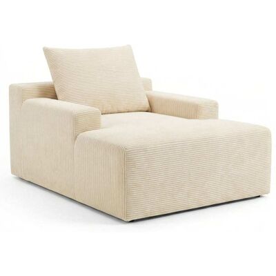 Menzzo Fauteuil lounge style méridienne velours côtelé beige Beige 148x86x112cm - Publicité Menzzo Fauteuil lounge style méridienne velours côtelé beige Beige 148x86x112cm - Publicité
