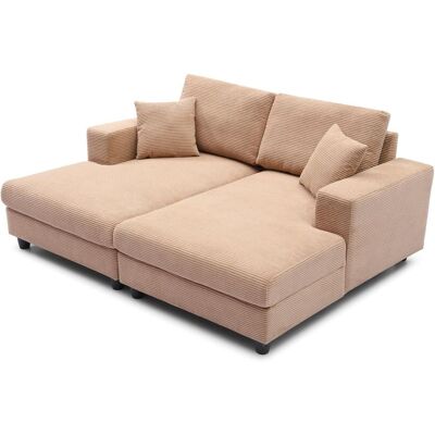 Menzzo Duo de méridiennes combinables en canapé profond velours côtelé beige Beige 196x90x150cm - Publicité Menzzo Duo de méridiennes combinables en canapé profond velours côtelé beige Beige 196x90x150cm - Publicité