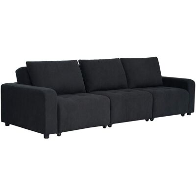 Menzzo Canapé 3 places convertible et modulable velours côtelé noir Noir 265x75x96cm - Publicité Menzzo Canapé 3 places convertible et modulable velours côtelé noir Noir 265x75x96cm - Publicité