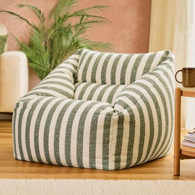 Icon Pouf poire fauteuil bouclette rayée, vert olive Vert 70x65x70cm - Publicité Icon Pouf poire fauteuil bouclette rayée, vert olive Vert 70x65x70cm - Publicité