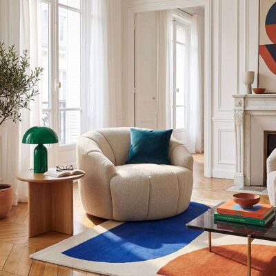 Habitat Fauteuil loveuse pivotant en tissu texturé - crème Blanc 112x80x115cm - Publicité Habitat Fauteuil loveuse pivotant en tissu texturé - crème Blanc 112x80x115cm - Publicité