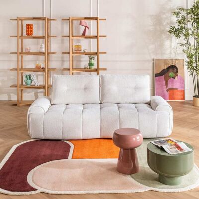 Habitat Canapé 2 places en tissu chenille avec dossier avance-recule Blanc 209x90x130cm - Publicité Habitat Canapé 2 places en tissu chenille avec dossier avance-recule Blanc 209x90x130cm - Publicité