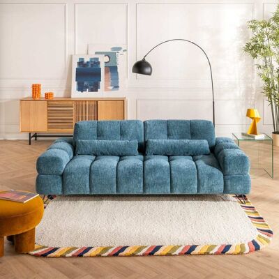 Habitat Canapé 2 places en tissu texturé avec dossier avance-recule - bleu Bleu 200x80x119cm - Publicité Habitat Canapé 2 places en tissu texturé avec dossier avance-recule - bleu Bleu 200x80x119cm - Publicité