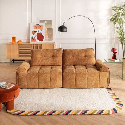 Habitat Canapé 3 places en tissu chenille avec assise coulissante électrique Orange 235x86x168cm - Publicité Habitat Canapé 3 places en tissu chenille avec assise coulissante électrique Orange 235x86x168cm - Publicité