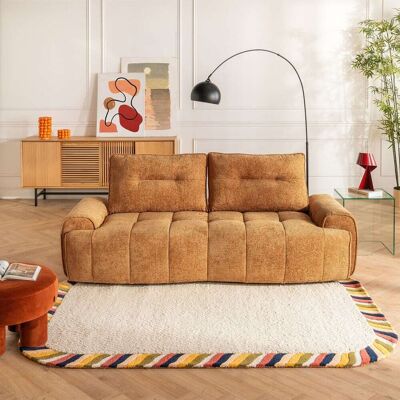 Habitat Canapé 3 places en tissu chenille avec dossier avance-recule Orange 230x90x130cm - Publicité Habitat Canapé 3 places en tissu chenille avec dossier avance-recule Orange 230x90x130cm - Publicité