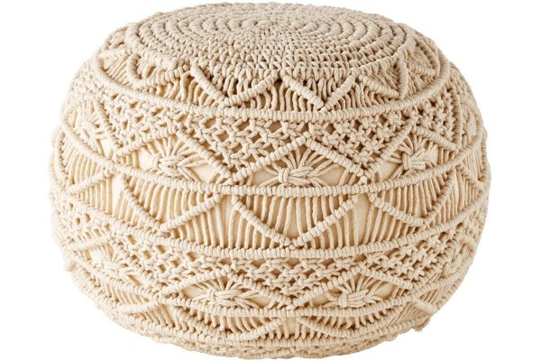 Illustration du produit Pouf en coton macramé Beige Maisons du Monde - 45x40x45cm