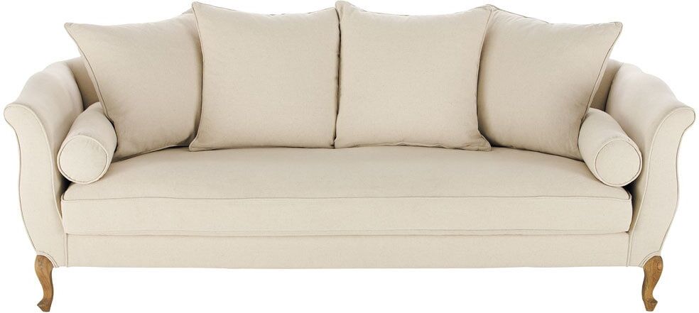 Maisons du Monde Banquette 3 places en coton coloris lin Louise Maisons du Monde Banquette 3 places en coton coloris lin Louise