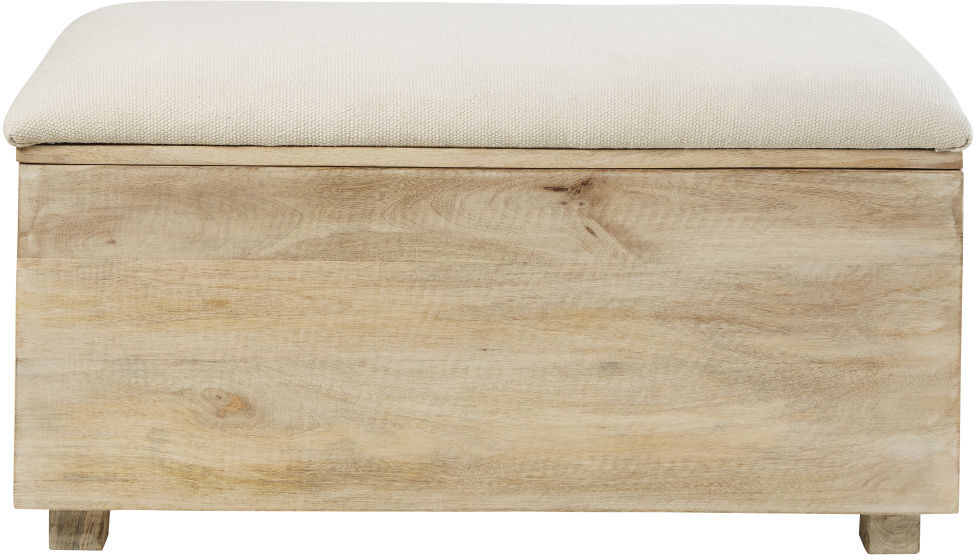 Maisons du Monde Banquette coffre 2 places en coton écru et manguier Maisons du Monde Banquette coffre 2 places en coton écru et manguier