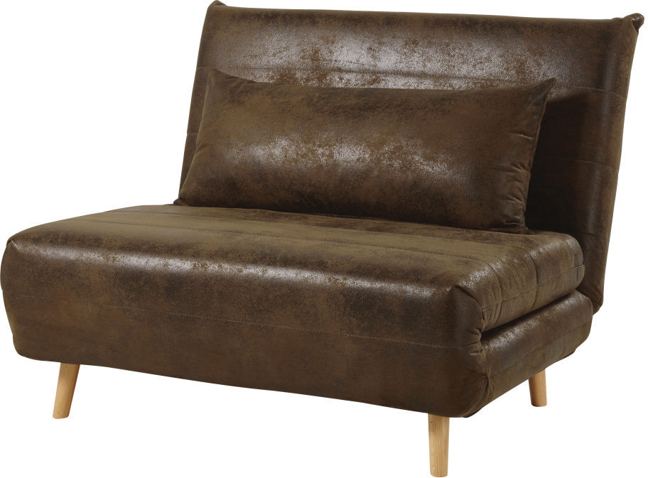 Maisons du Monde Banquette convertible 1 place en suédine marron Nio Maisons du Monde Banquette convertible 1 place en suédine marron Nio