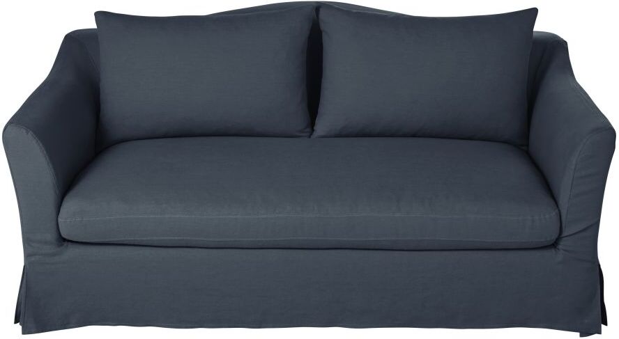 Maisons du Monde Canapé 2 places en lin bleu nuit Anaelle Maisons du Monde Canapé 2 places en lin bleu nuit Anaelle