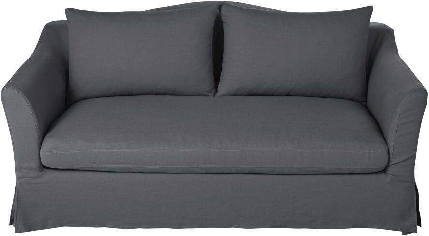 Maisons du Monde Canapé 2 places en lin gris anthracite Anaelle Maisons du Monde Canapé 2 places en lin gris anthracite Anaelle