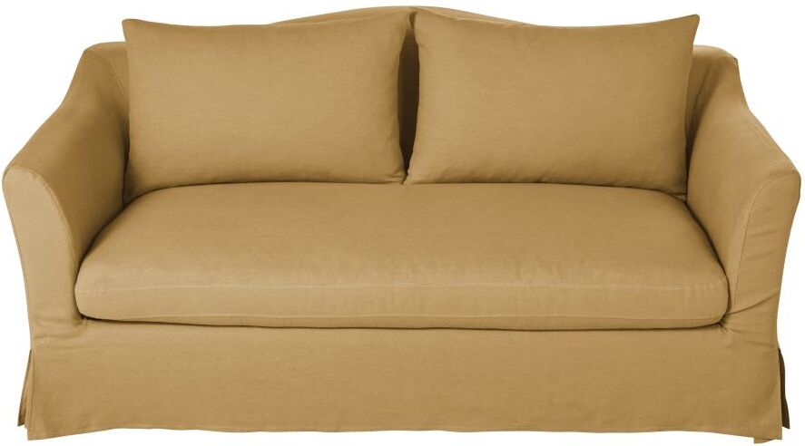 Maisons du Monde Canapé 2 places en lin ocre Anaelle Maisons du Monde Canapé 2 places en lin ocre Anaelle