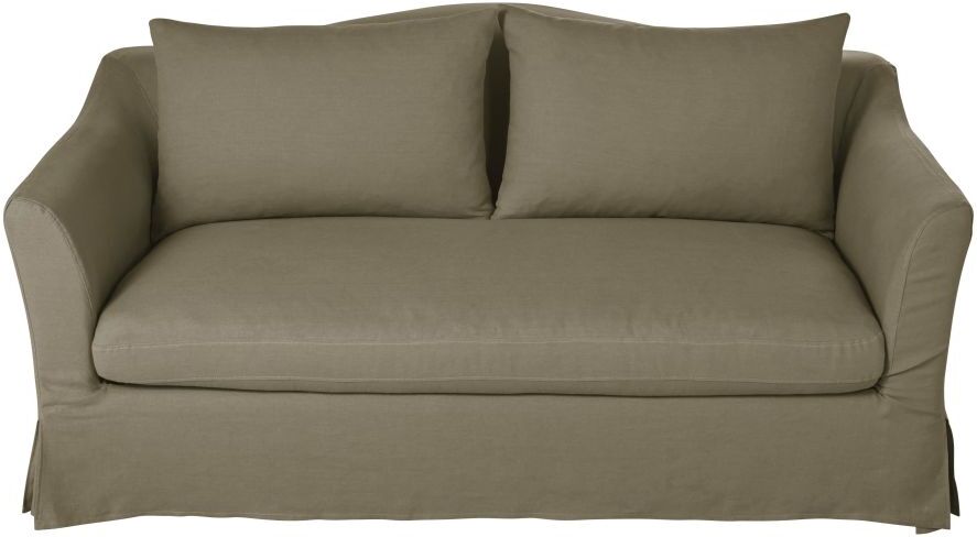 Maisons du Monde Canapé 2 places en lin vert kaki Anaelle Maisons du Monde Canapé 2 places en lin vert kaki Anaelle