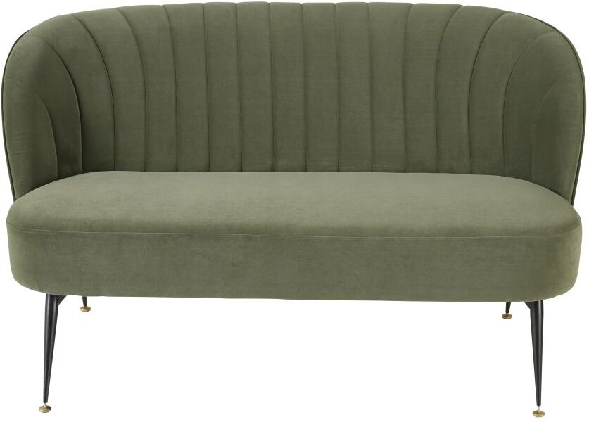 Maisons du Monde Canapé 2 places en velours vert eucalyptus Arielle Maisons du Monde Canapé 2 places en velours vert eucalyptus Arielle