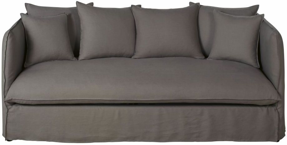 Maisons du Monde Canapé 3/4 places en lin épais gris effet vieilli Louvain Maisons du Monde Canapé 3/4 places en lin épais gris effet vieilli Louvain