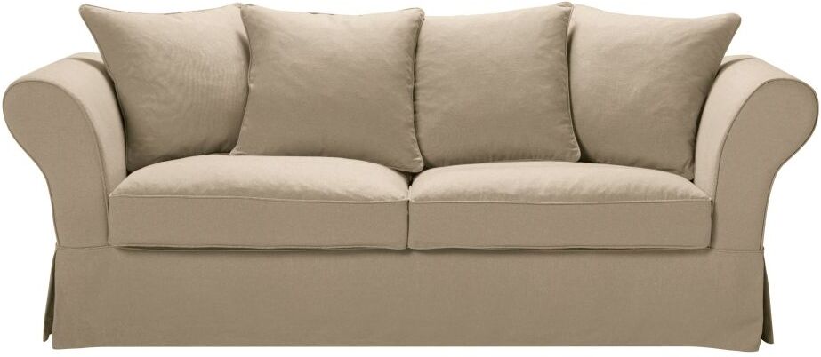 Maisons du Monde Canapé 3/4 places en lin froissé beige ficelle Roma Maisons du Monde Canapé 3/4 places en lin froissé beige ficelle Roma