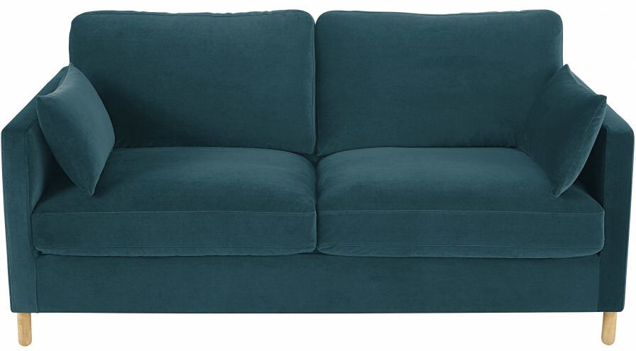 Maisons du Monde Canapé 3 places en velours bleu paon Julian Maisons du Monde Canapé 3 places en velours bleu paon Julian