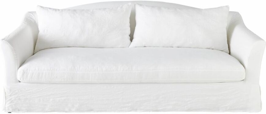 Maisons du Monde Canapé 4 places en lin lavé blanc Anaelle Maisons du Monde Canapé 4 places en lin lavé blanc Anaelle