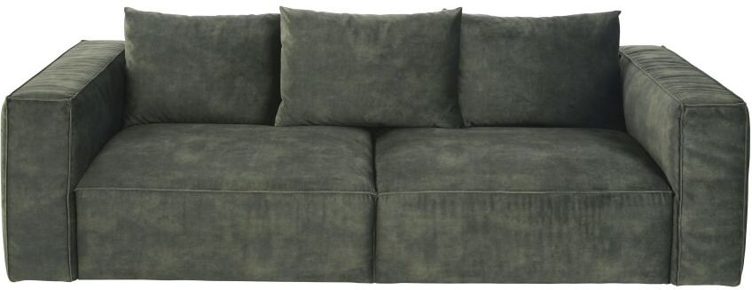 Maisons du Monde Canapé 4 places en velours vert foncé Barack Maisons du Monde Canapé 4 places en velours vert foncé Barack