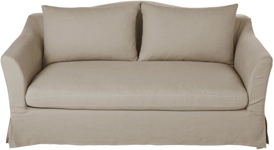 Maisons du Monde Canapé-lit 2 places en lin beige ficelle Anaelle Maisons du Monde Canapé-lit 2 places en lin beige ficelle Anaelle