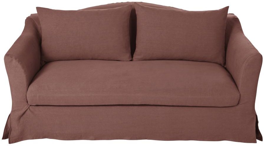 Maisons du Monde Canapé-lit 2 places en lin épais rouge rhubarbe, matelas 10 cm Anaelle Maisons du Monde Canapé-lit 2 places en lin épais rouge rhubarbe, matelas 10 cm Anaelle