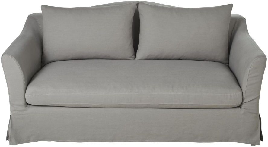 Maisons du Monde Canapé-lit 2 places en lin gris clair Anaelle Maisons du Monde Canapé-lit 2 places en lin gris clair Anaelle