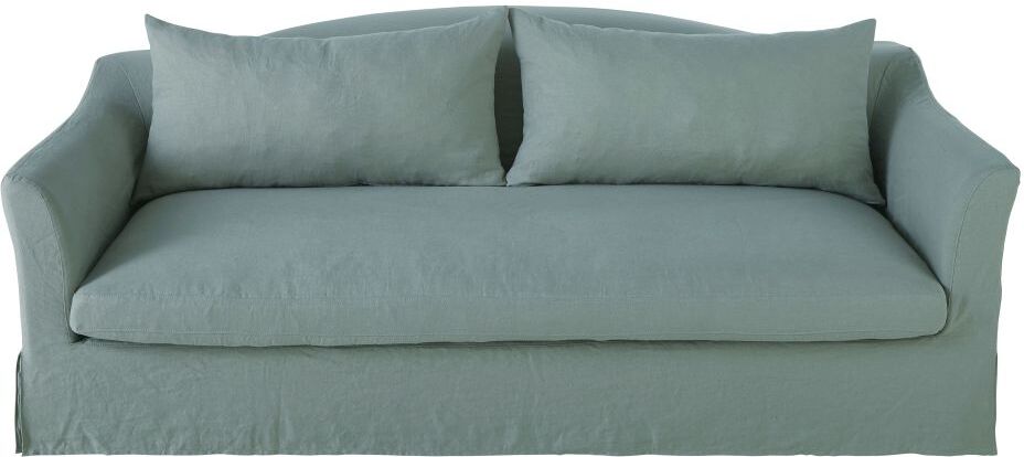 Maisons du Monde Canapé-lit 3/4 places en lin bleu céladon Anaelle Maisons du Monde Canapé-lit 3/4 places en lin bleu céladon Anaelle