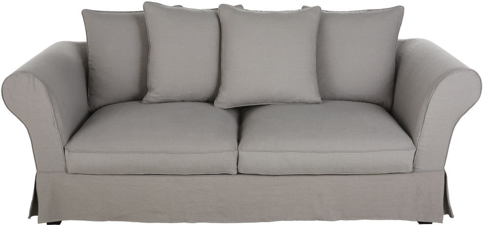 Maisons du Monde Canapé-lit 3/4 places en lin gris clair, matelas 12 cm Roma Maisons du Monde Canapé-lit 3/4 places en lin gris clair, matelas 12 cm Roma
